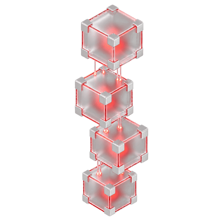 Four translucent glass cubes stacked vertically, representing isolated virtual compute instances